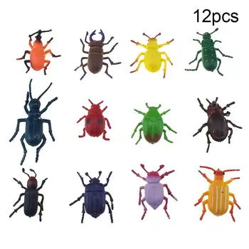 

12Pcs/Set Simulation insects Cricket Ladybugs Wild Insects animal model Figurine Decoration Figure Gift For Kids