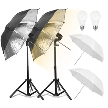 Mini mesa superior fotografia guarda-chuva kit de iluminação 26 polegada refletor guarda-chuva e27 soquete 9w lâmpada com suporte luz para foto vídeo