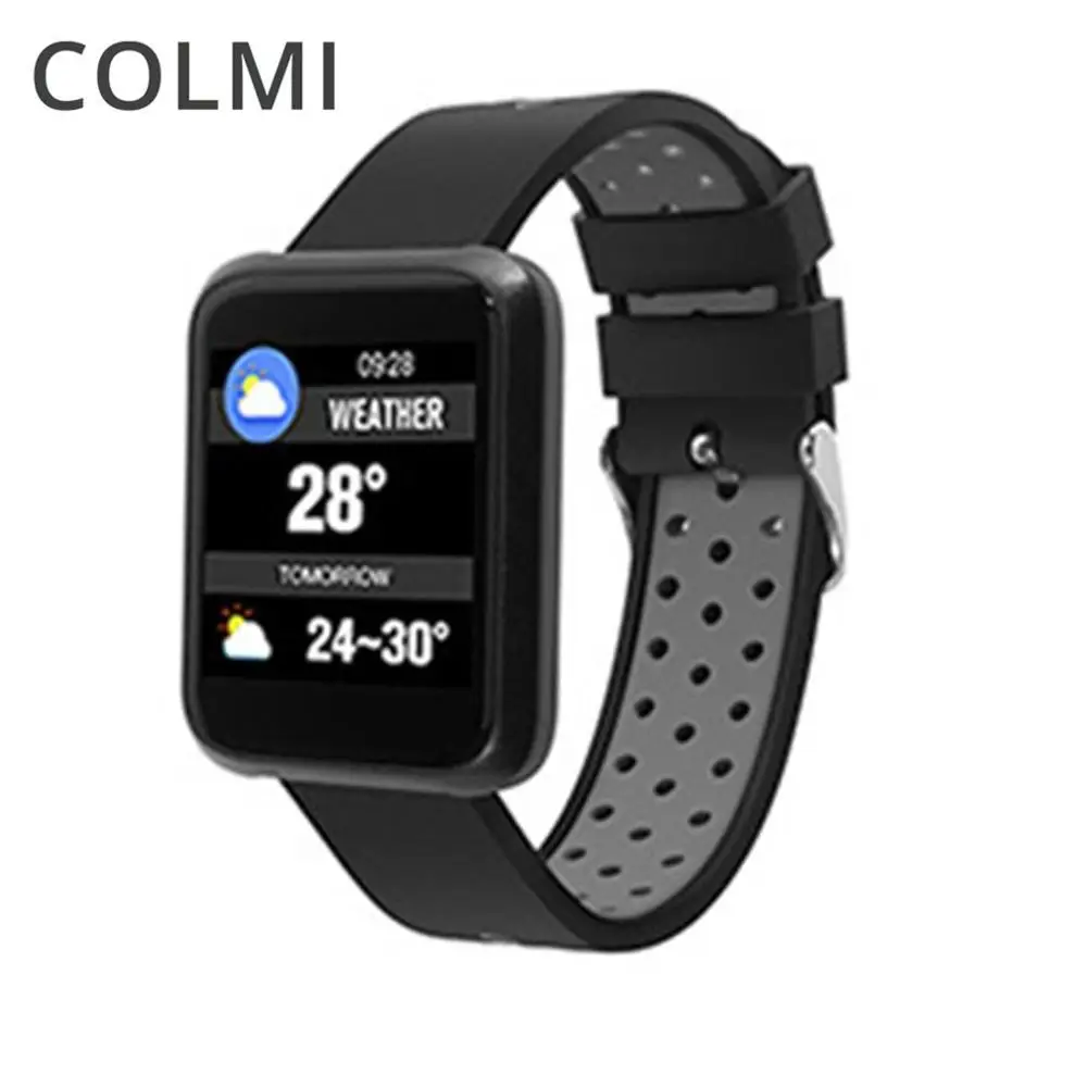 COLMI smartband Смарт часы полосы для мужчин кровяное давление IP68 Водонепроницаемый трекер часы Smartwatch для IOS Android дропшиппинг - Цвет: black