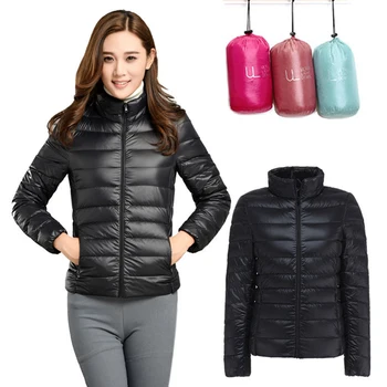 

Womens Coats Jackets Warm Duck Down Filler Ultra Thin Light 2019 Spring Autumn Slim Coats Stand Neck Fashion Female Down Jackets