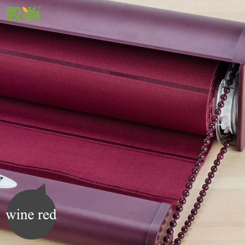 wine red Shangri La стиль полиэстер двухслойные рулонные шторы алюминиевый сплав рельсы для офиса спальни гостиной настроить размер - Цвет: wine red