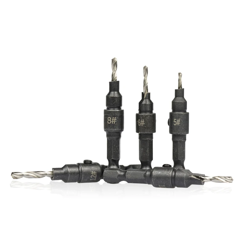 6PCS HSS Steel Countersink Drill Bit 5/6/8/10/12 Woodworking Screw Hole Drill Bit Wood Drill Bit Ti