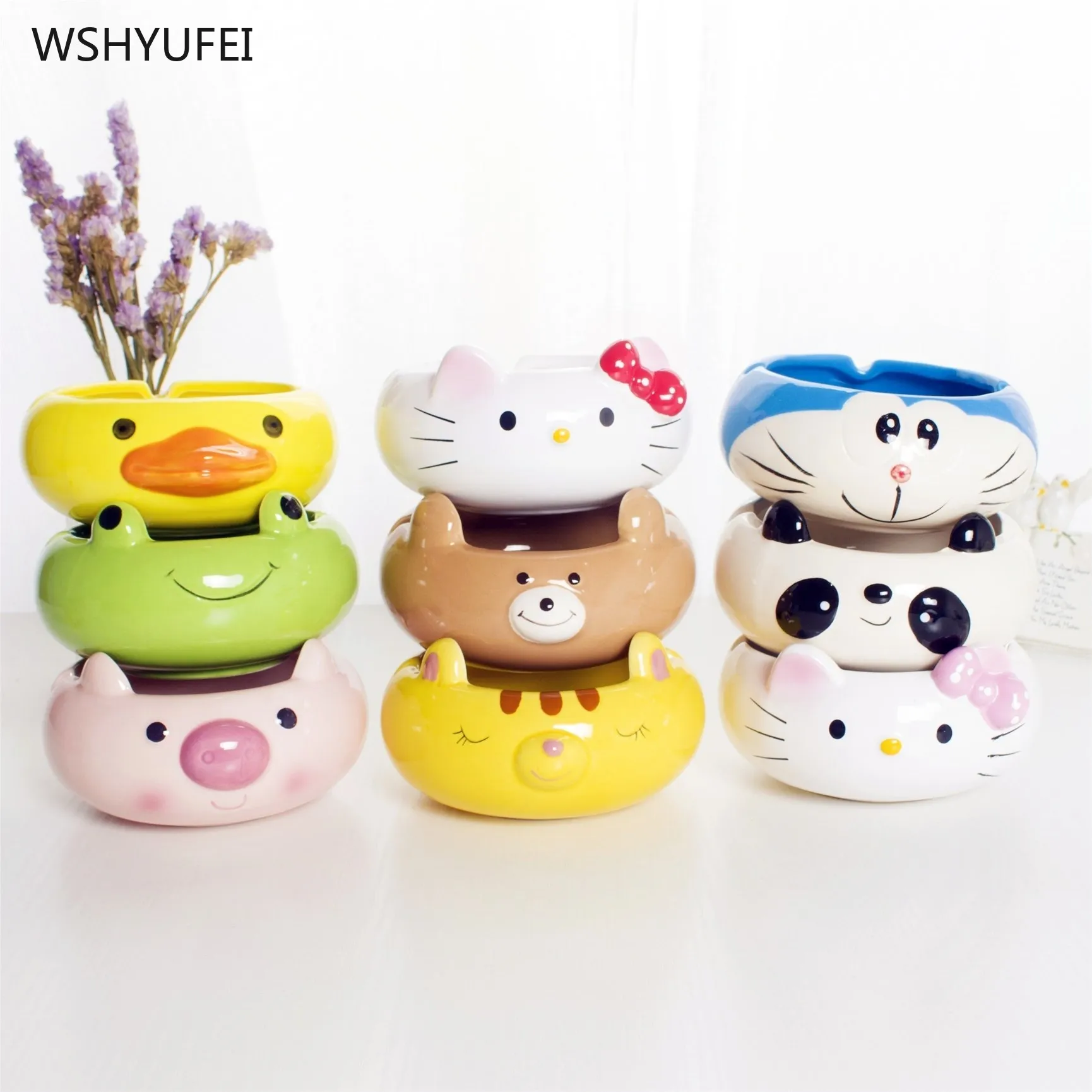 1Pcs Creative cute cartoon animal three-dimensional ceramic ashtray personality multi-function storage decorative ornaments