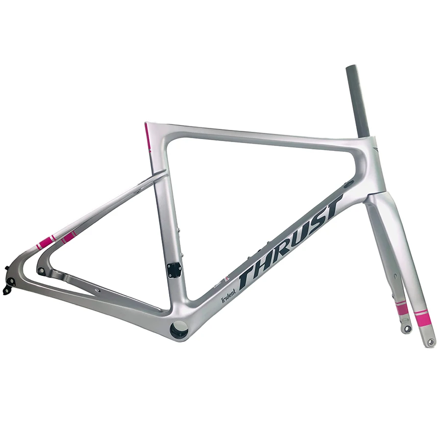 THRUST NEW T1000 Silver Pink Disc brake Super light carbon road frame bike accessories UD Glossy/Matte 2 years warranty - Цвет: Silver Pink