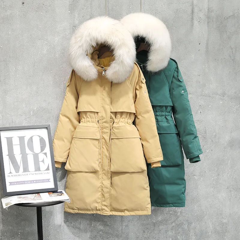 

2019 Winter New Style Ultra Large Fur Collar down Jacket Women's Long over-the-Knee Thick Korean-style-Style Hot Selling Winter