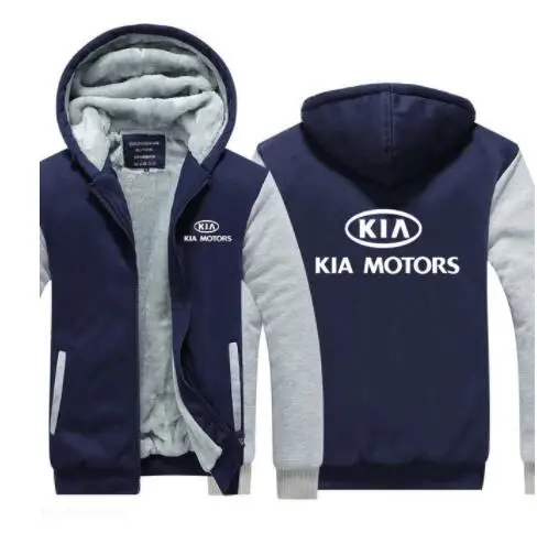 Осенне-зимняя мужская толстовка с капюшоном, теплая толстовка для KIA Motors, рекламная куртка, утепленные пальто на молнии, флисовая одежда - Цвет: 5