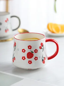 

Ceramics Japanese Style Mug Large Cute Stirring Print Porcelain Personalized Cup 1 Piece Cartoon Interesting Large Mug KK60MK