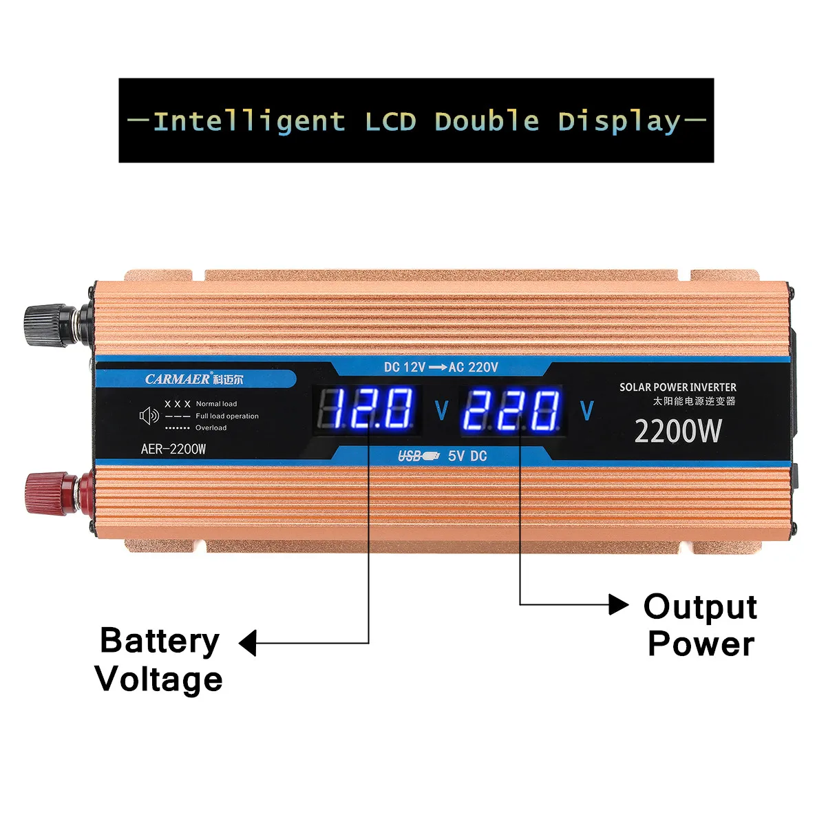 Инвертор 500/1200/2200 вт DC 12 в/AC 220 в умный двойной жк дисплей трансформатор напряжения
