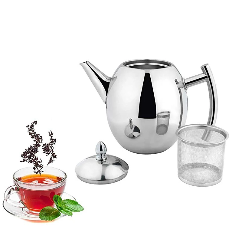 

1/1.5L Stainless Steel Coffee Pot With Strainer Durable Teapot Coffee Water Kettles Household Kitchen Coffeeware Tool With Cover