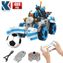 Kaiyu 489 adet şehir Creator elektrikli RC araba futbol yapı taşları yüksek teknoloji APP uzaktan kumanda araç tuğla oyuncak çocuklar için
