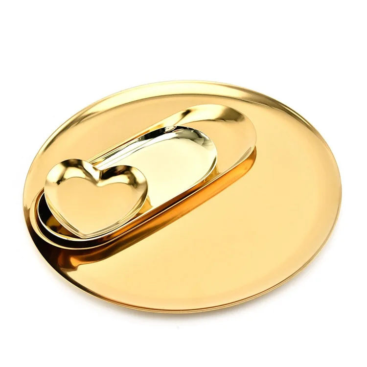 Nordic Stainless Steel Storage Tray Gold Oval Jewelry Plate Modern Jewelry Storage Plate Cute