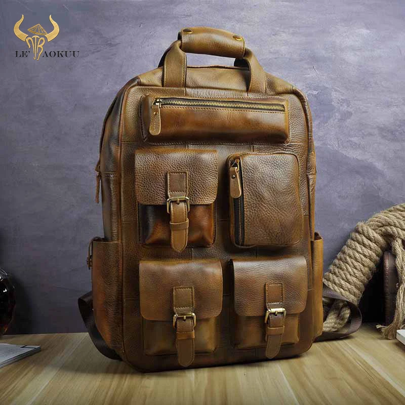 Leather Backpack, Genuine Leather Travel Backpack, Daypack For