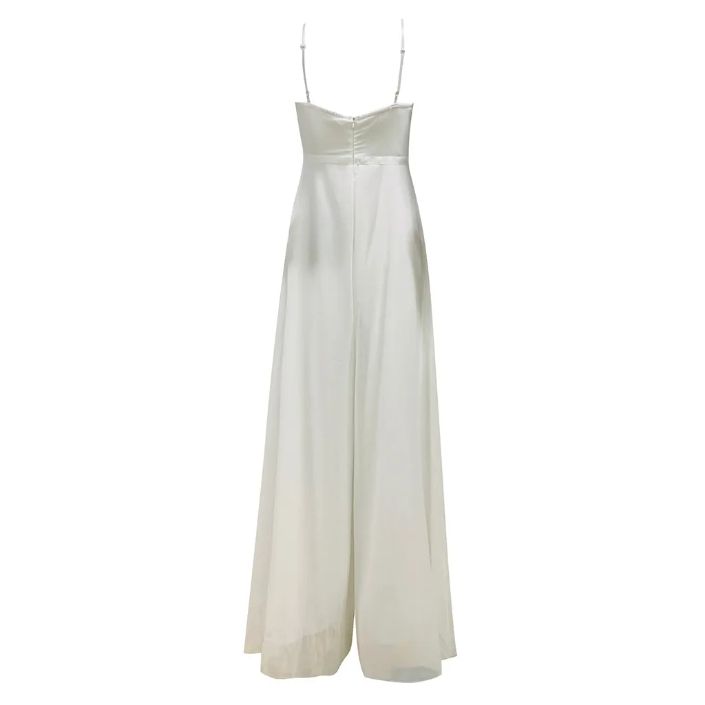 Womail Jumpsuit Women Spaghetti Strap Sequin Backless Jumpsuit Sexy Sleeveless White long Wide leg Jumpsuit Summer elegant party