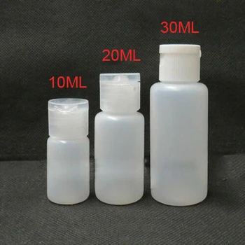 

50PCS 10-30ml PE Plastic Refillable Cosmetic Vial Bottle With Clear White Flip Lid Makeup Storage Container Lotion Liquid Jar