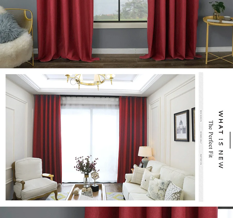 MAKEHOME Modern Linen Curtains for Living Room 100% Blackout Curtains for Bedroom Waterproof Thermal Insulated Fabric Curtains