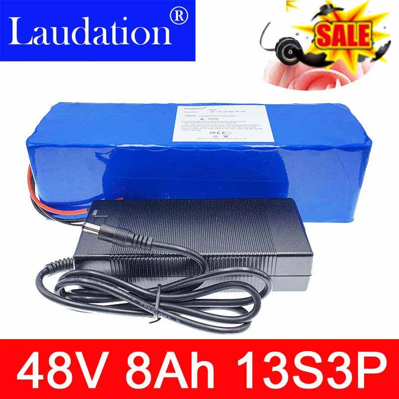 

Laudation 48 v 8ah rechargeable lithium ion battery 13s 3p 18650 With 2A charger built-in 15A BMS For powerful electric bicycles