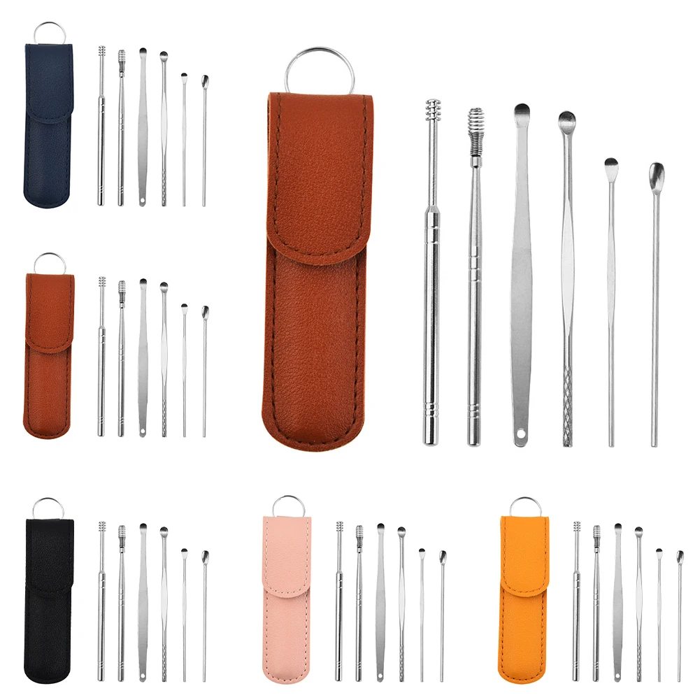 6PCS Ear Cleaner Wax Removal Tool Earpick Sticks Earwax Remover Curette Ear Pick Cleaning Ear Cleanser Spoon Health Care Earpick