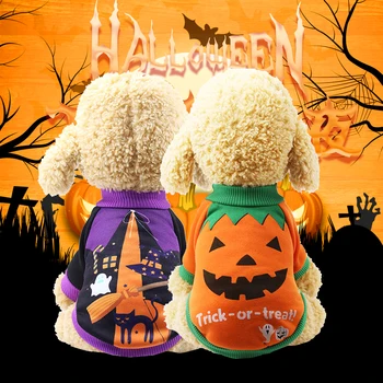 

Halloween Pet Dog Clothes Pumpkin Warm Suit Hoodies Costume Party Clothing Kitten Cat Puppy Bulldog Sweatshirts Fleece XS-2XL
