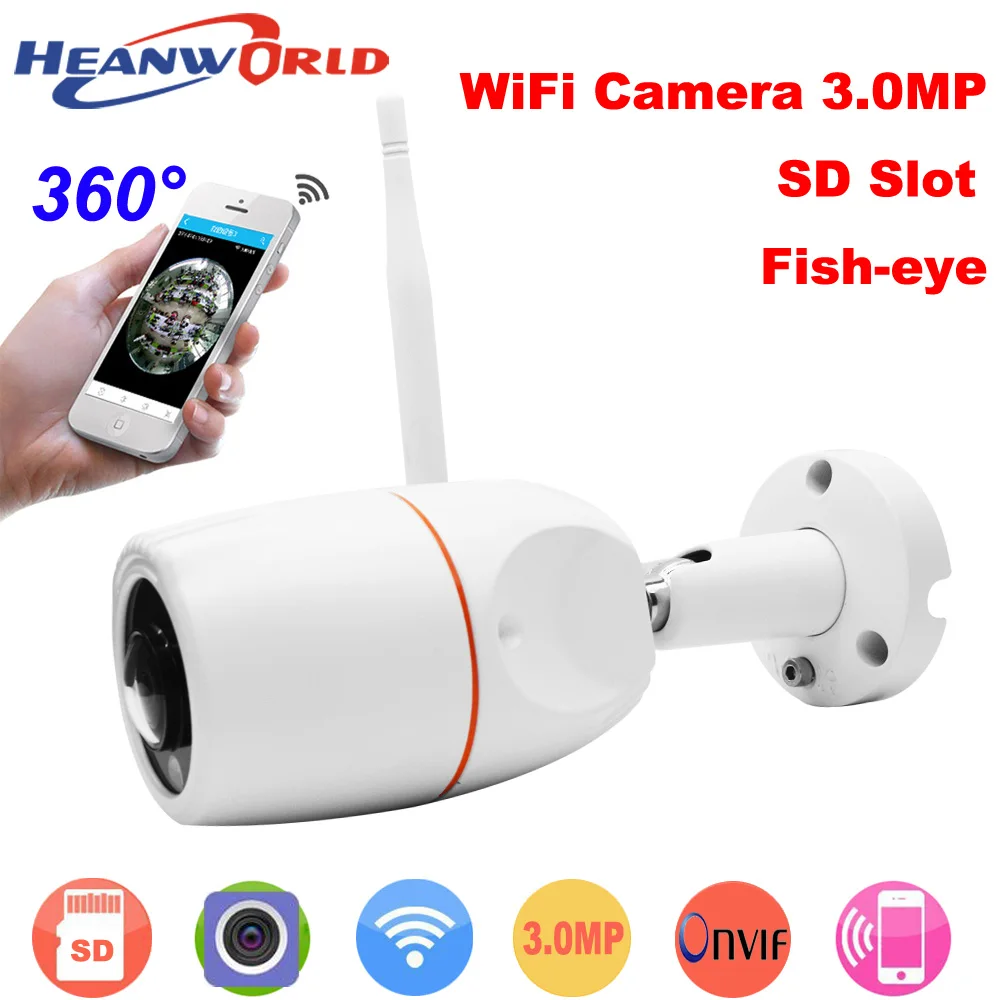 Heanworld наружная рыбий глаз камера ip 1080 P Wifi HD влагозащищенная пуля камера беспроводная камера 360 градусов ip-камера панорамная