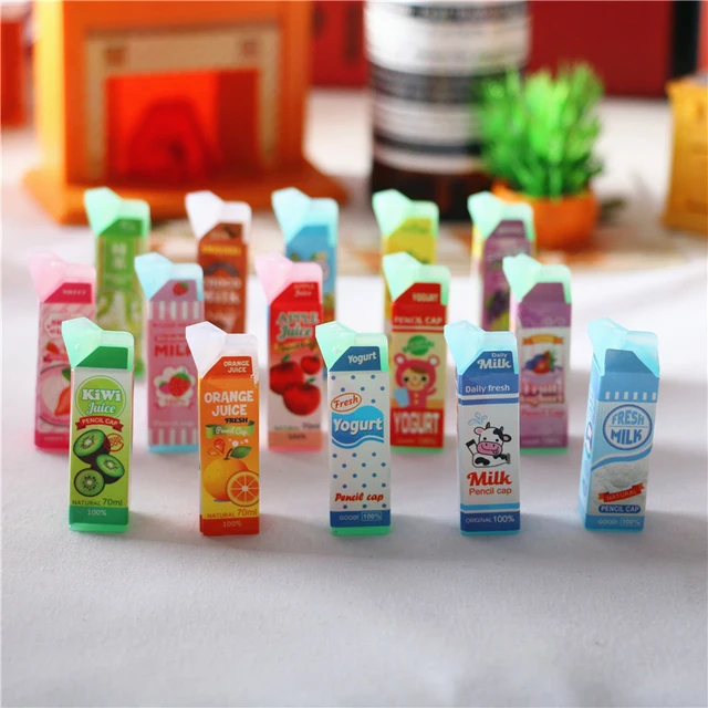 Cute 4Pcs Dollhouse Food 1:12 Scale Milk Carton Bottle Drink Cup Pretend Foods For 1/12 Miniature Doll House Kitchen Accessories 3