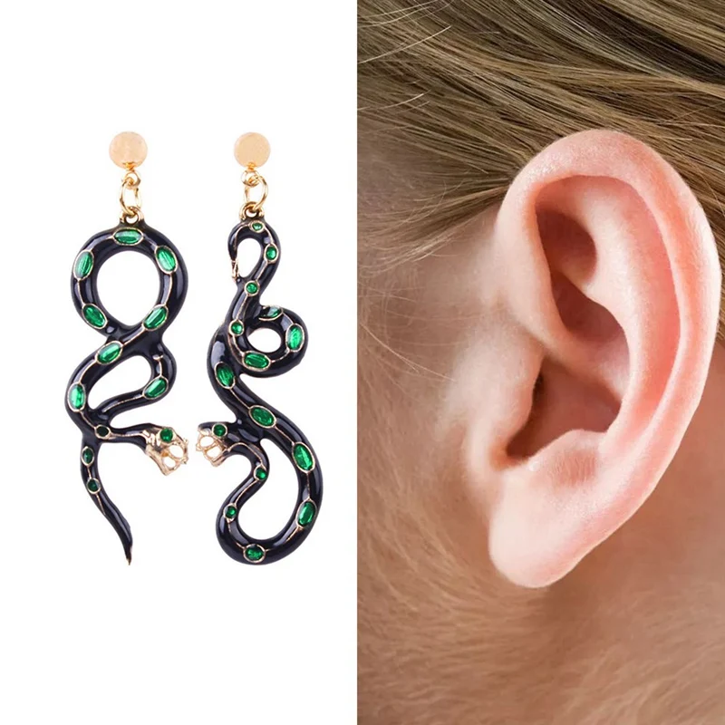 Новые стильные Асимметричные преувеличенные серьги-гвоздики для женщин индивидуальная форма змеи серьги украшения со стразами в виде животных