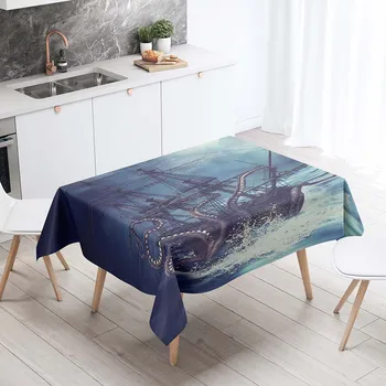 

Rectangular Tablecloths Decorative Table Cover 3D Printing Octopus Design Dining Table Cloth