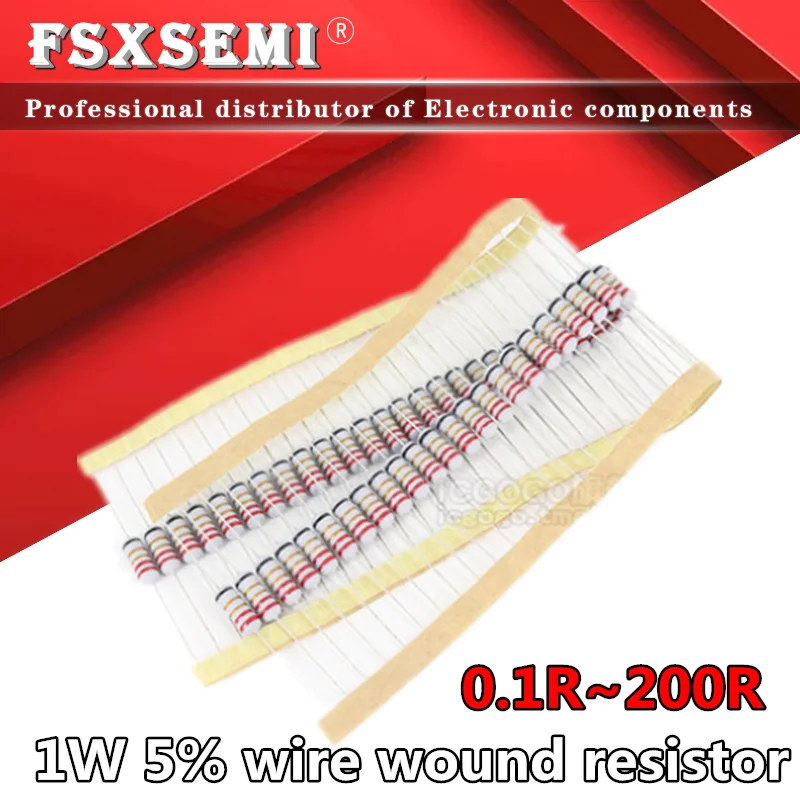 50pcs 1W 5% wire wound resistor Fuse winding resistance 0.1R 0.15R 0.22R 0.33R 1R 2R 2.2R 3R 4.7R 5.1R 6.8R 10R 22R 47R 100R 20pcs wire fuse wirewound resistor 1w 5% 0 1r 200r 0 15r 0 33r 0 68r 1r 1 5r 2r 2 2r 3r 3 3r 4 7r 6 8r 10r 22r 33r resistance