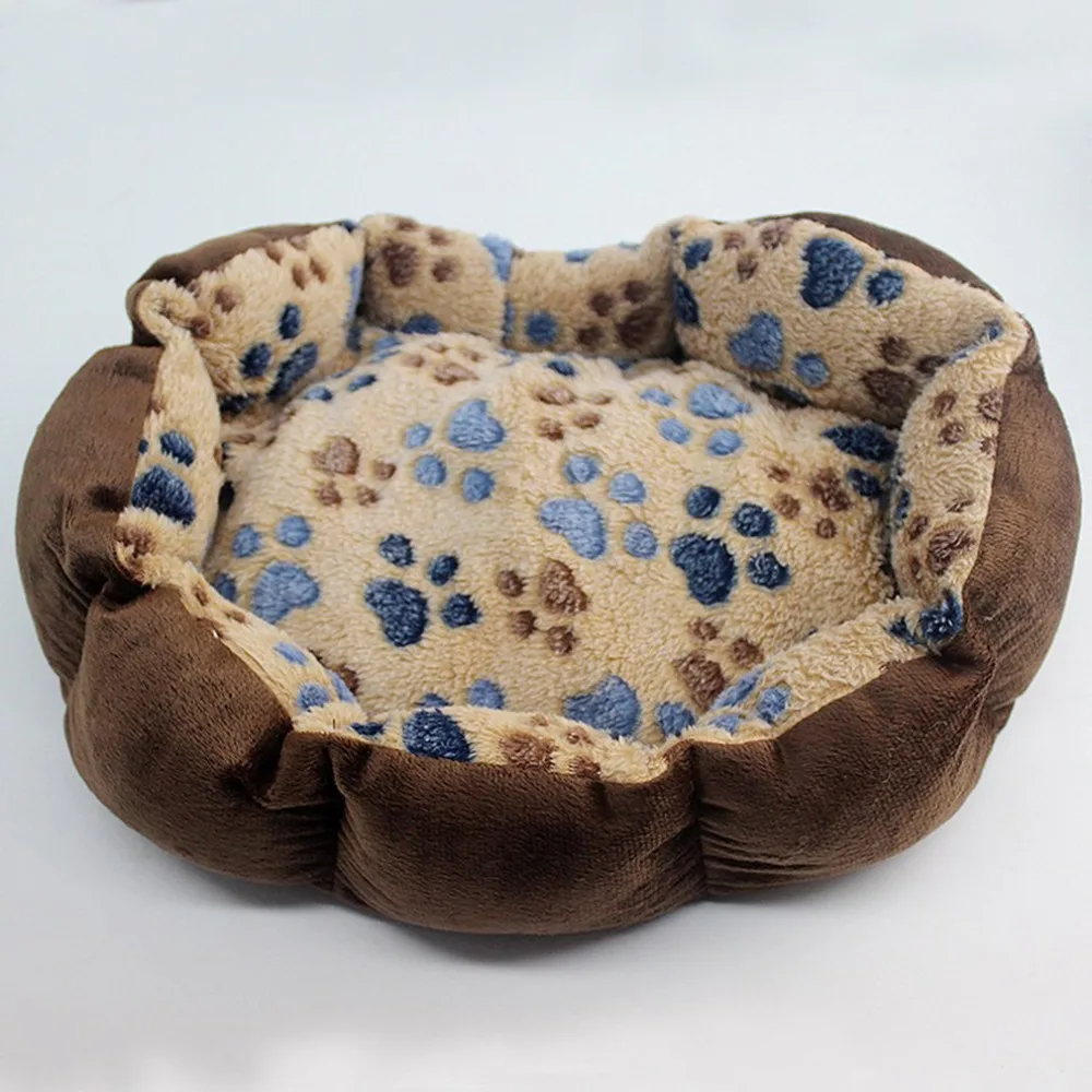 

Pet Dog Cat Bed Paw Print Nest With Removable Cushion Mat Washable Soft Cashmere Kitten Blanket Pad Dog Supplies