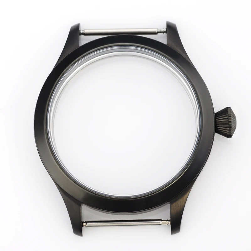 

corgeut 43mm Stainless Steel Black PVD Case Fit for ETA UNITAS 6497/6498 ST 3600 Movement, Sapphire Glass Cases