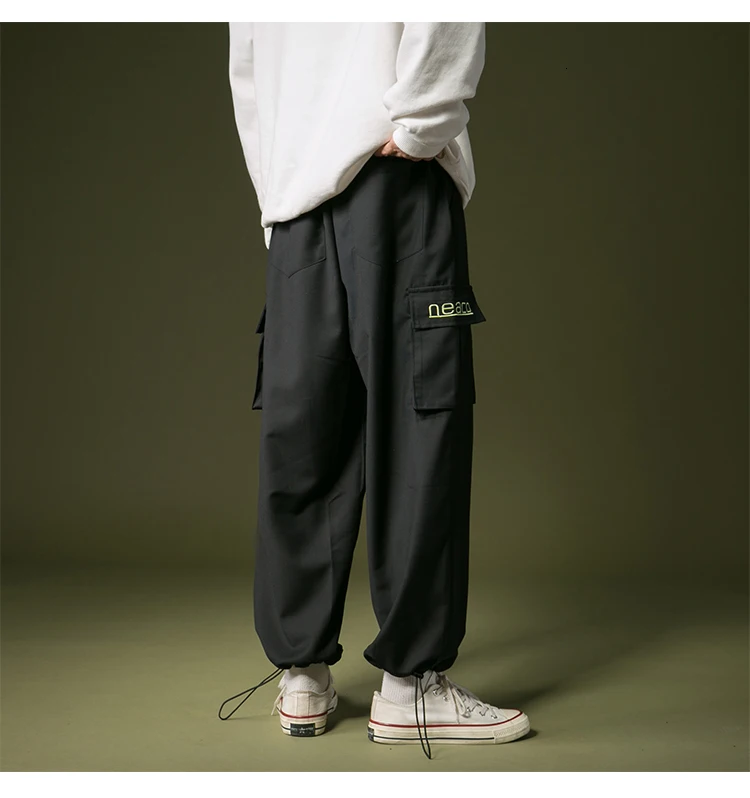 Men's High Waist Printing Casual Pants Sports Pants Loose Trousers Active Elastic Hip Hop Style Black Joggers Sweatpants