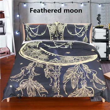 

BEST.WENSD Bohemia Quilt cover+pillowcase Feather Starry bedding set Dream catcher feathered moon duvet cover sets roupa de cama