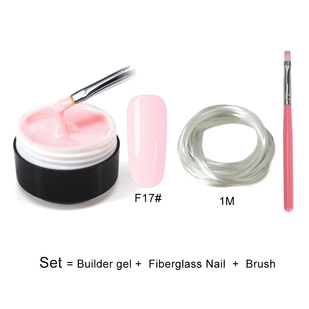 builder gel kit-F17 Полигель набор быстрое строительство кристалл ногтей Удлинительный УФ-гель лак полигель прозрачный розовый гель комплект лаков замочить от 15 мл - Цвет: builder gel kit-F17