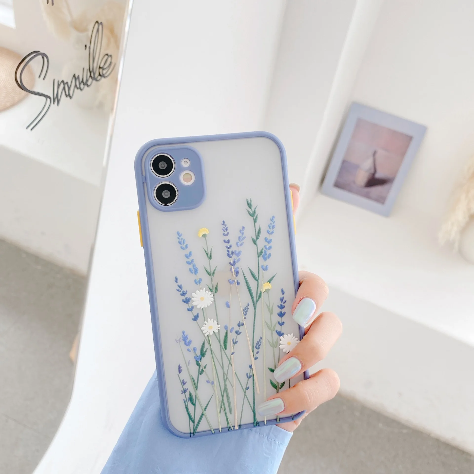 Luxury Flower Case For iPhone 12 Mini 11 Pro Max X XR XS Max 7 8 Plus 3D  Relief Floral Transparent Soft TPU Back Cover