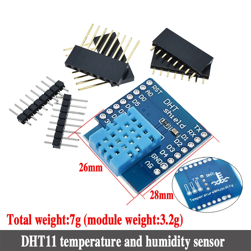 D1 DHT11 module D1 Mini ESP8266 ESP-12 ESP-12F CH340G CH340 V2 USB WeMos wifi макетная плата D1 Mini NodeMCU Lua IOT плата 3,3 В с контактами - Цвет: D1 DHT11 module
