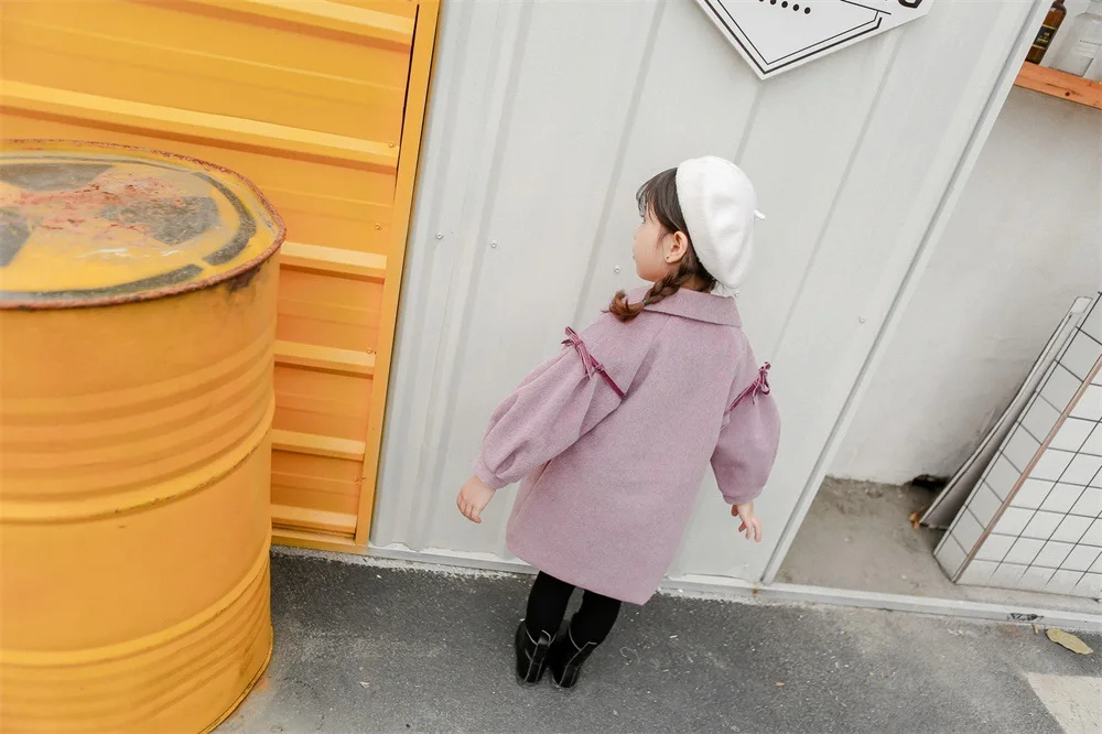 Girl'S Coat Children Woolen Jacket Children Mid-length Coat Women's