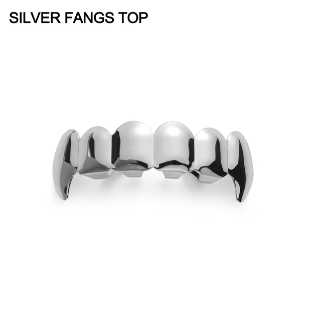 Gold Plated Rhinestone Teeth Grillz Gangsta Body Jewelry Mold Kit Hip Hop Tooth Caps Top Bottom Grill Rapper Dental Jewelry