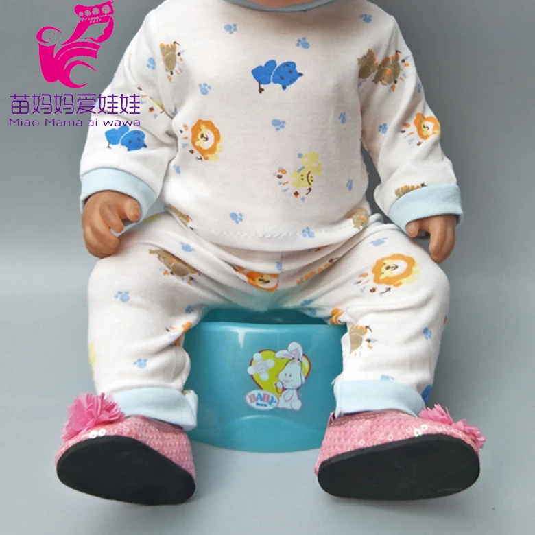 cotton clothes pants set fit for 43 cm baby doll outfits for 18 inch girl dolls children play doll wearing