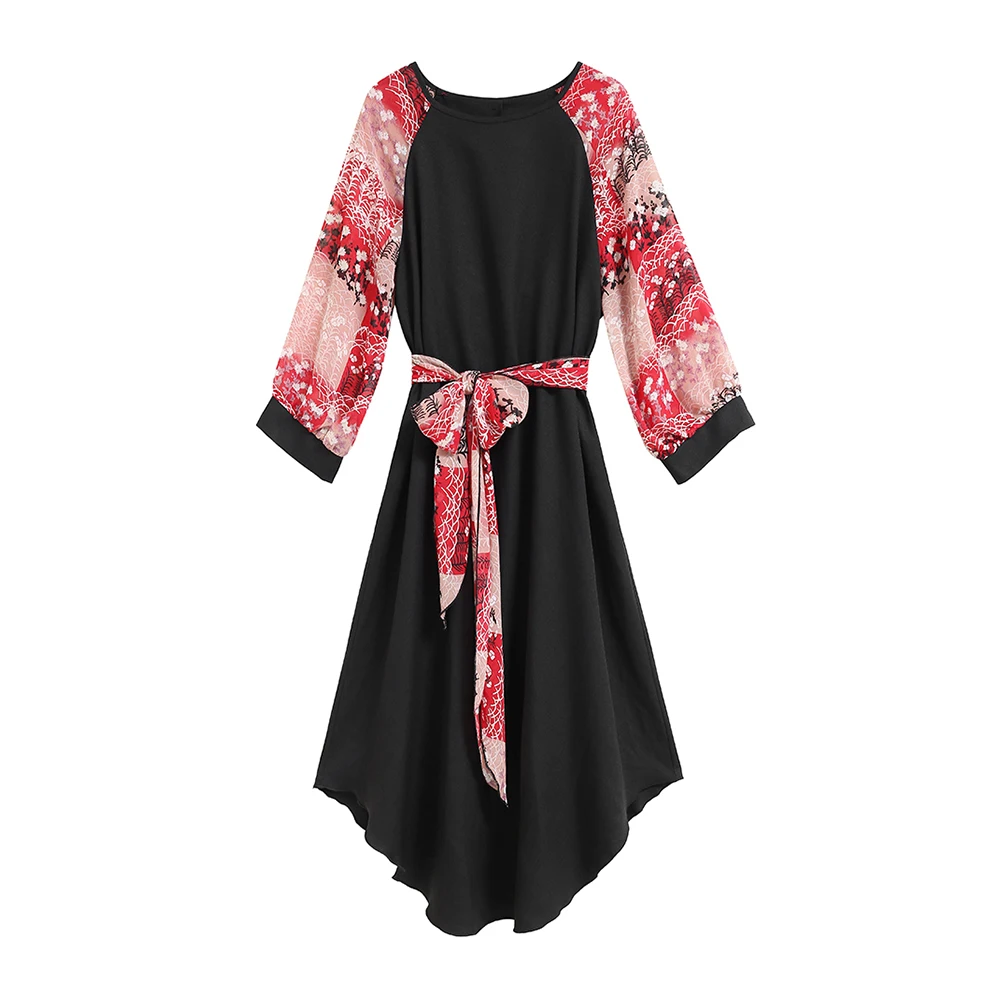Amtivaya размера плюс Alarge женские платья лето для беременных Зеленое Шифоновое Платье Миди винтажная одежда с длинным рукавом для вечеринок - Цвет: HY89350