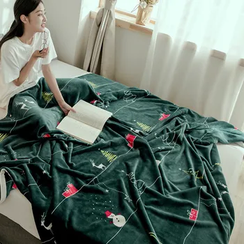 

New Year Blanket Christmas Tree Elk Pattern Cloud Mink Blanket Multifunctional Bed Cover Sofa Towel Home Decor Textile 4 sizes