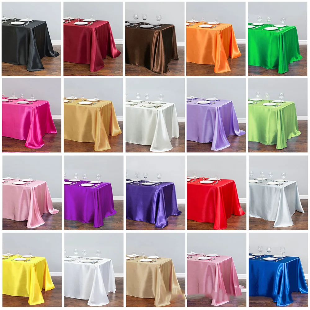 

Satin Table Cloth 145cmx300cm(option) Rectangle Table Cover WholeSale Tableclothes For Wedding Event Party Hotel Decoration