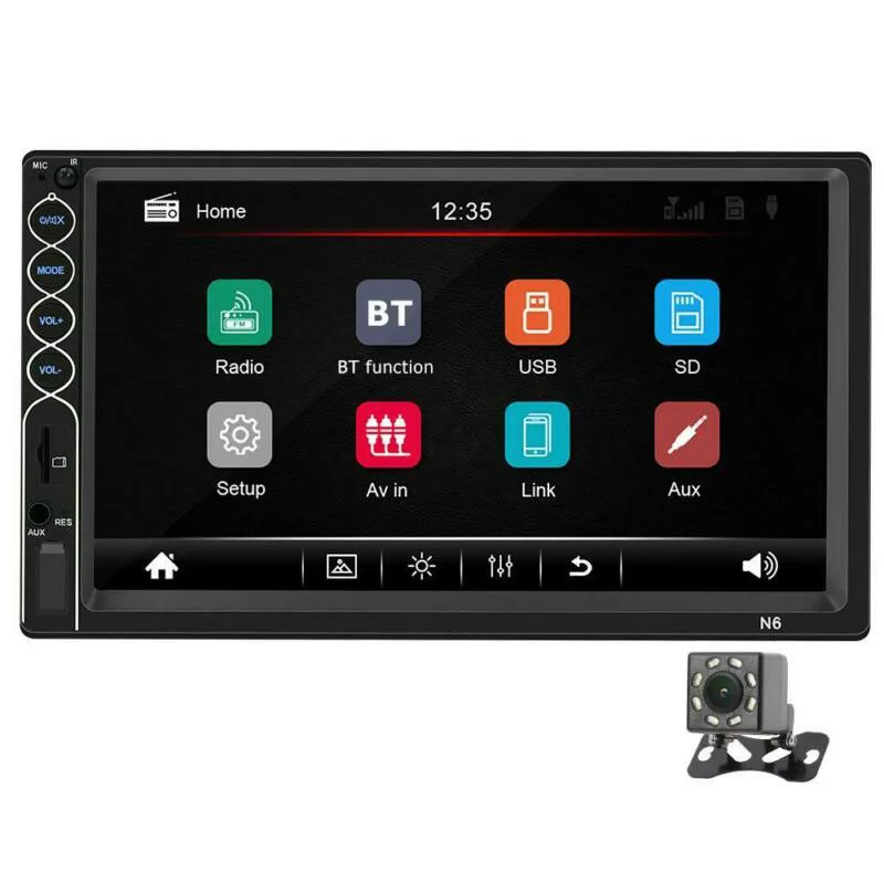 Автомагнитола HD " сенсорный экран стерео Bluetooth 12 В 2 Din FM ISO мощность Aux вход Авто MP5 плеер SD USB