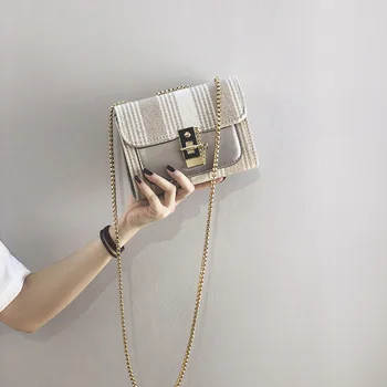 

Small Bag Women 2019 New One-shoulder Slanted Bag Canvas Chain Bag Small Square Bag Purses and Handbags Women Bag