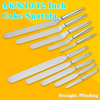

Stainless Steel Cake Spatula 4/6/8/10/12 inch Butter Cream Icing Frosting Knife Smoother Kitchen Pastry Cake Decoration Tools