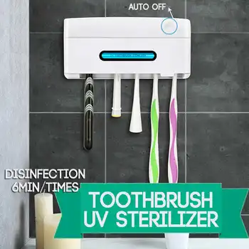 

5 in 1 UV Light Ultraviolet Toothbrush Sterilizer Toothbrush Holder Automatic Toothpaste Squeezers Dispenser Home Bathroom Set