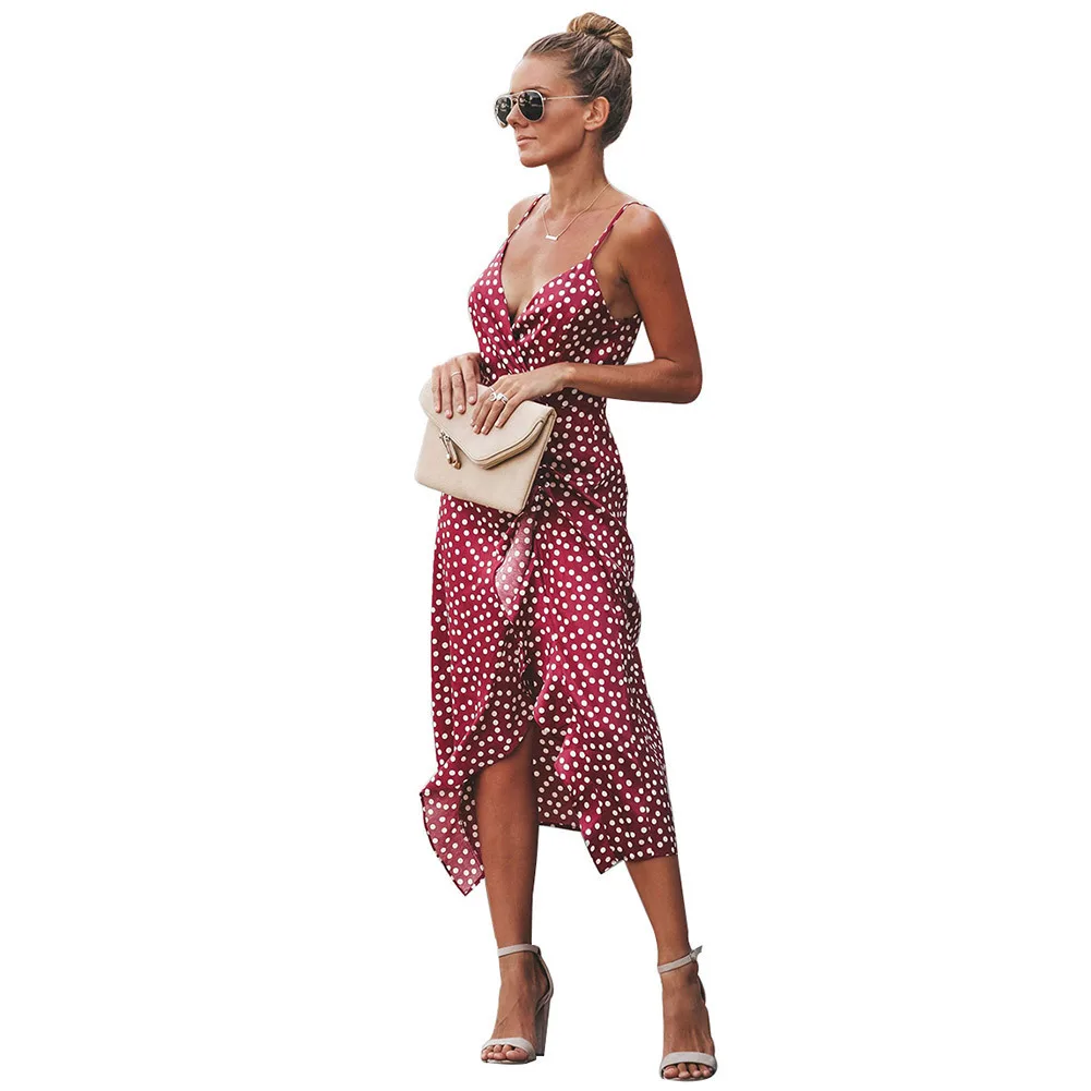 

2019 Suit-dress Wave Point Dress Sleeveless Strapless Camisole Coattail Dress Street Style Dress