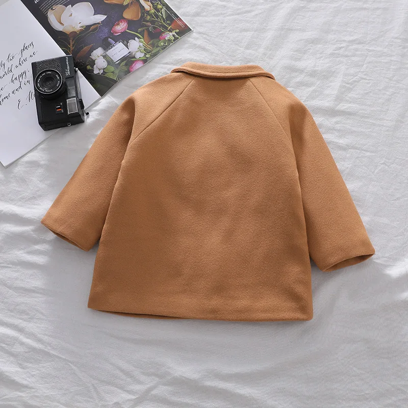 2-7Years Infant Kids Baby Boys Outerwear Coats Solid Wool Blends Spring Autumn Jacket Long Sleeve Fashion Children Clothing - 6