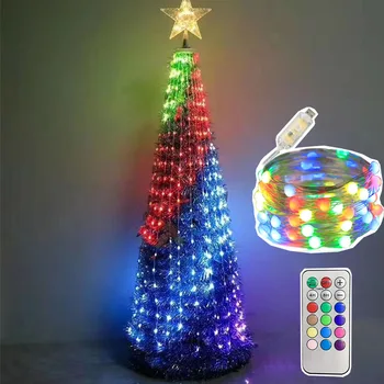 

Upgraded Fairy Lights With Remote 100 LEDs 10M Copper Wire Twinkle Lights 12 Color Changing Christmas String Light For Xmas Tree