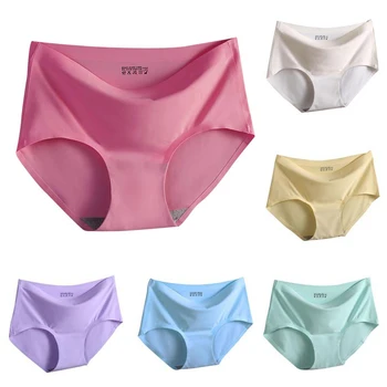 

Women Sexy Mid Waist Ice Silk Seamless Lingerie Briefs Underwear Panties Soft Underpants Breathable Smooth Thin Panty