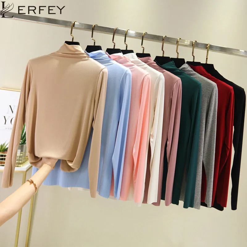 Тонкая футболка LERFEY с высоким воротником рабочая одежда офисные женские