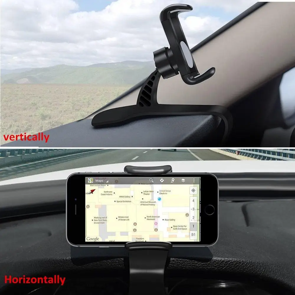 XMXCZKJ Newest 360 Rotation Adjustable HUD Car Dashboard Phone Holder GPS Clamp Clip cellphone Stand for Iphone 11 Xiaomi Huawei